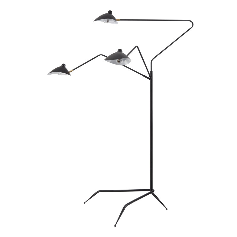 Lampe sur pied 3 lumières 81,5 po de haut Risley - noir mat