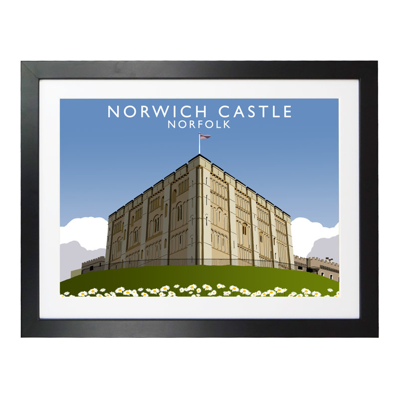 Norwich Castle by Richard O'Neil - Print, 33.5 cm H x 43.5 cm W x 2.2 cm D, Black Wood Frame