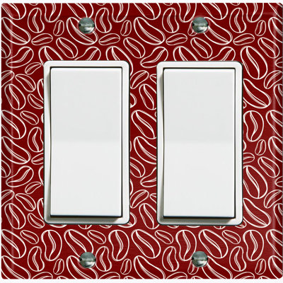 Coffee Beans Maroon White Patterned 2 - Gang Rocker Standard Wall Plate