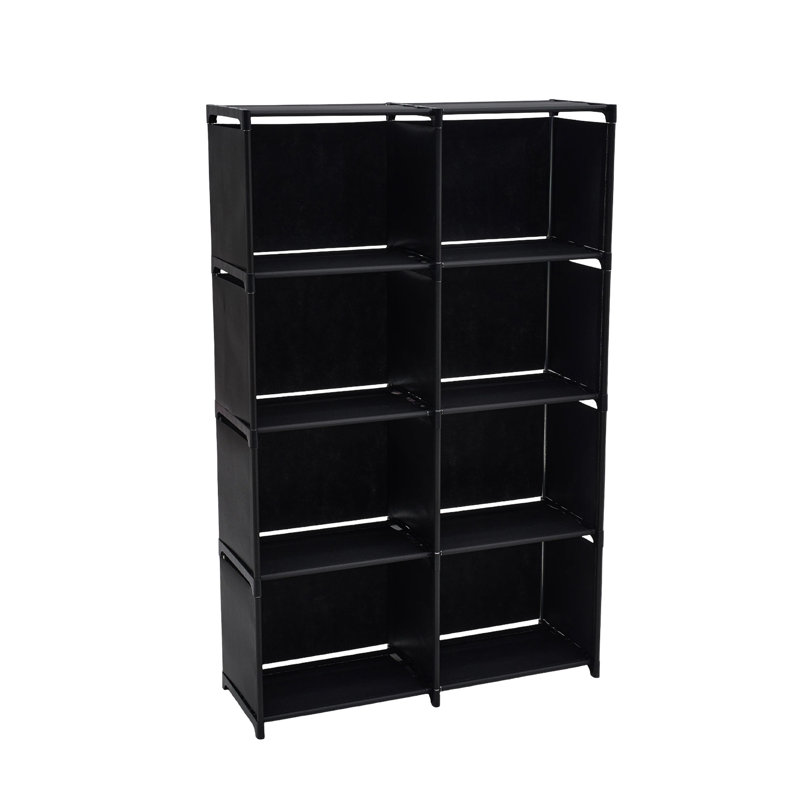 80cm W Galvanized Steel Bookcase, Black, 125 cm H x 80 cm W x 29 cm D x