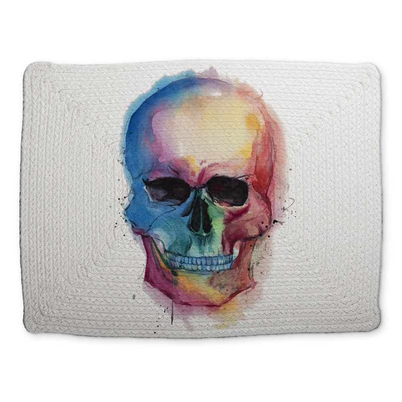 Napperon Aquarelle Skull | Décor moderne en polyester tressé