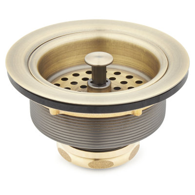 3-1/2" Kitchen Sink Basket Strainers - Set of Two - Aged Brass