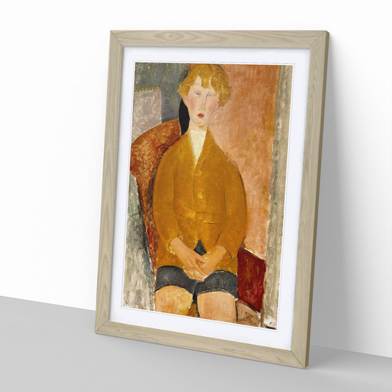 Boy in Short Pants by Amedeo Modigliani - Picture Frame Painting, 36cm H x 27cm W x 2cm D, Oak