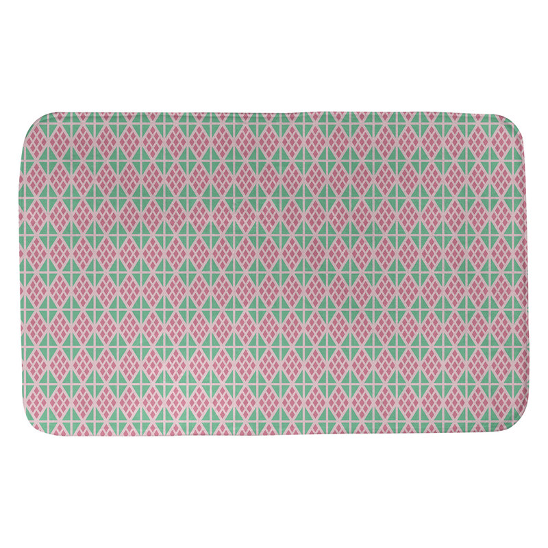 Tapis pour salle de bain diamants Leffel, l 17 po x L 24 po, Rose / sarcelle