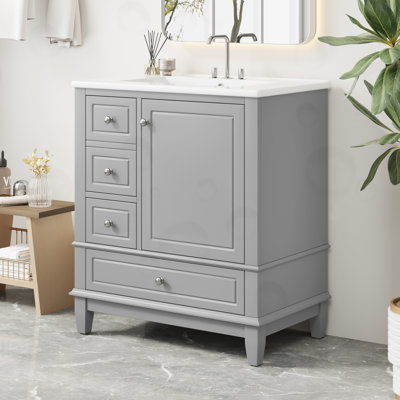 Bathroom Vanity With One Door And Three Drawers
