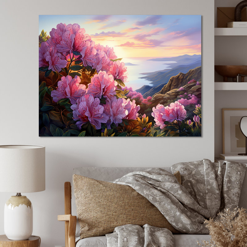 " Rhododendron Mountain Top Sunset ", Wrapped Canvas, 12" H x 20" W x 1" D