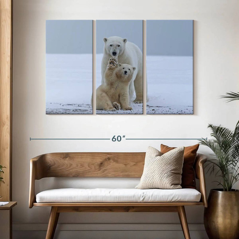 Brampt Polar Bear Waving, 32" H x 50" W