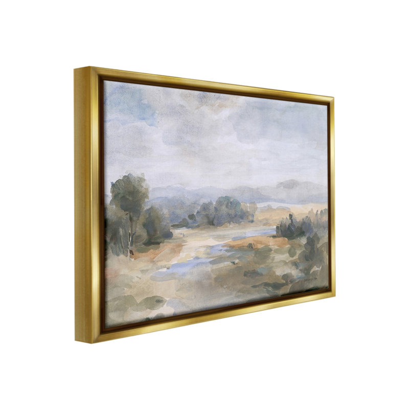 «Abstract Stream & Clouds Floater Frame» par Danhui Nai sur, H 25 po x l 31 po, Cadre flottant métallique doré