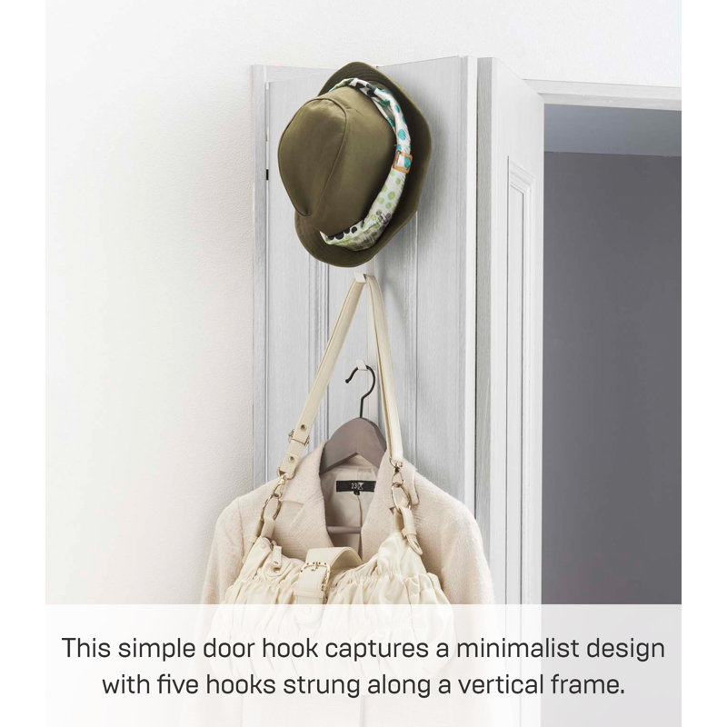 White Slim Over-the-Door Rack with Multiple Hooks