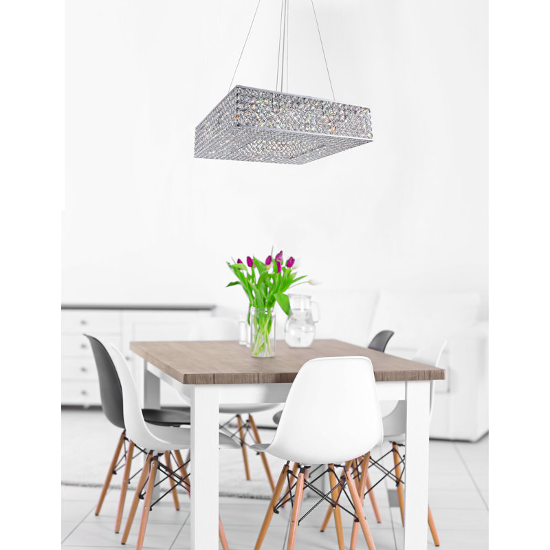 Beckley 8 - Light Chrome Square/Rectangle Pendant, 78" H x 14" W x 14" D