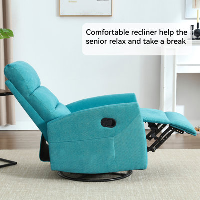 Manual Recliner Chair With Rocker And Swivel In Fabric For Living Room