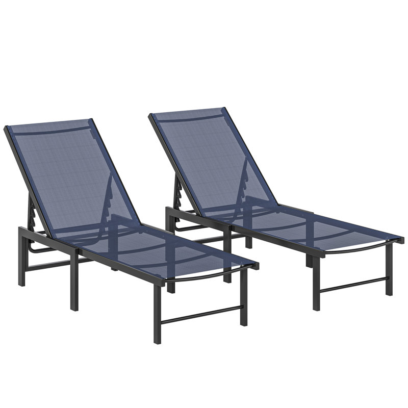 186cm Long Chaise Lounge Set, Blue