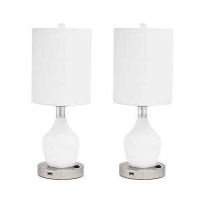 Ensemble de lampes de table blanches 16 po USB