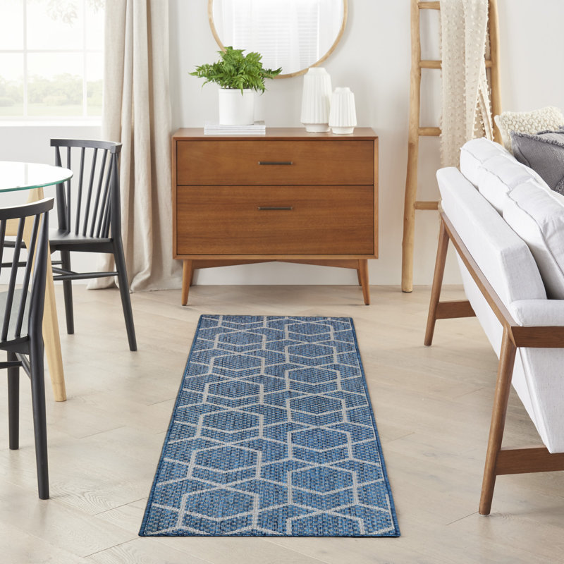 Reidy Modern Indoor/Outdoor Rug, Runner 2'2" x 8', Denim