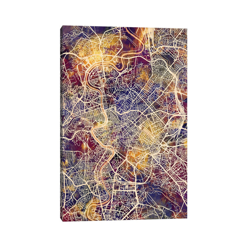 Rome Italy City Map II by Michael Tompsett - Wrapped Canvas Gallery-Wrapped Canvas Giclée