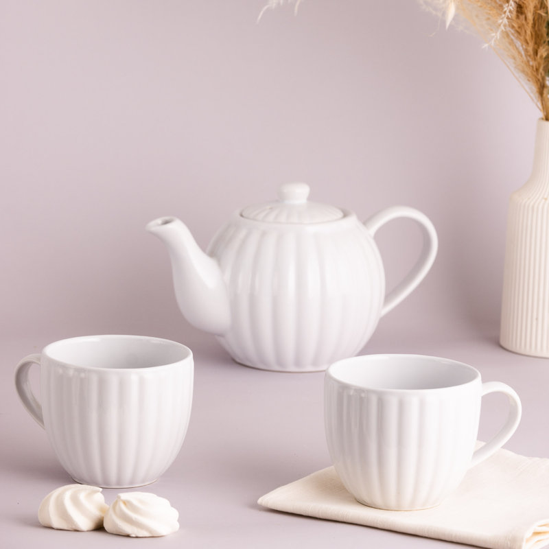 Théière et tasses Duckegg, Blanc