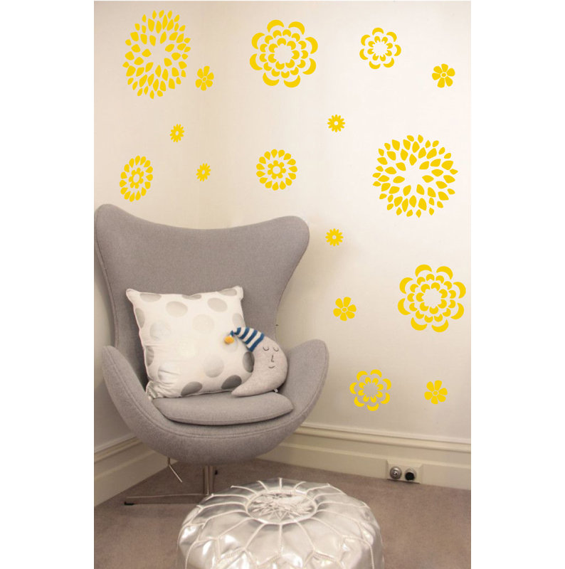 Adhésif décoratif motif floral, H 19 po x l 24 po x P 0,01 po, Jaune clair