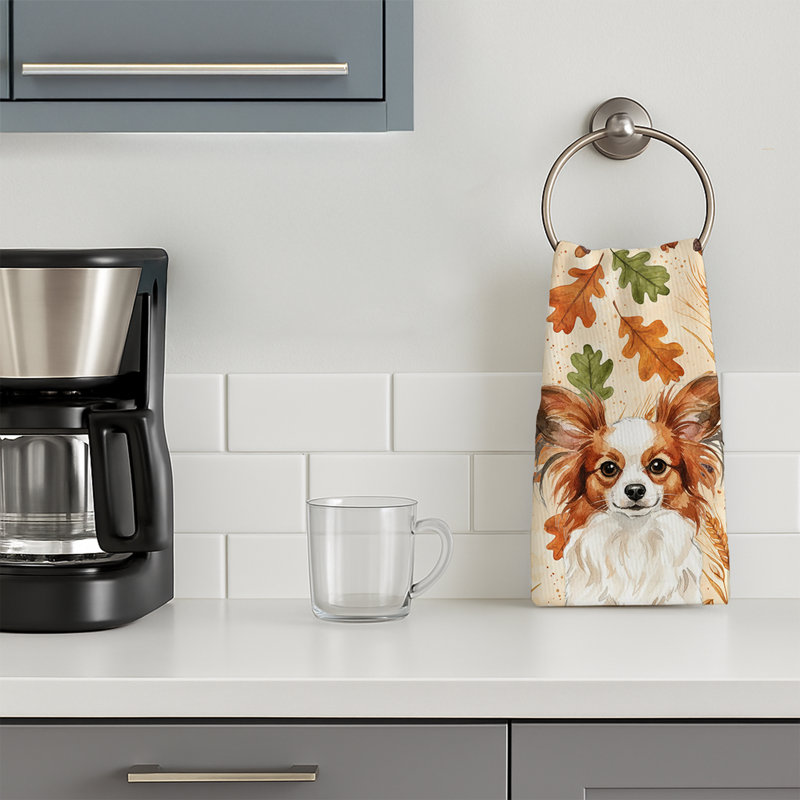 Serviette de cuisine blanche et rouge Papillon, White with Red Papillon