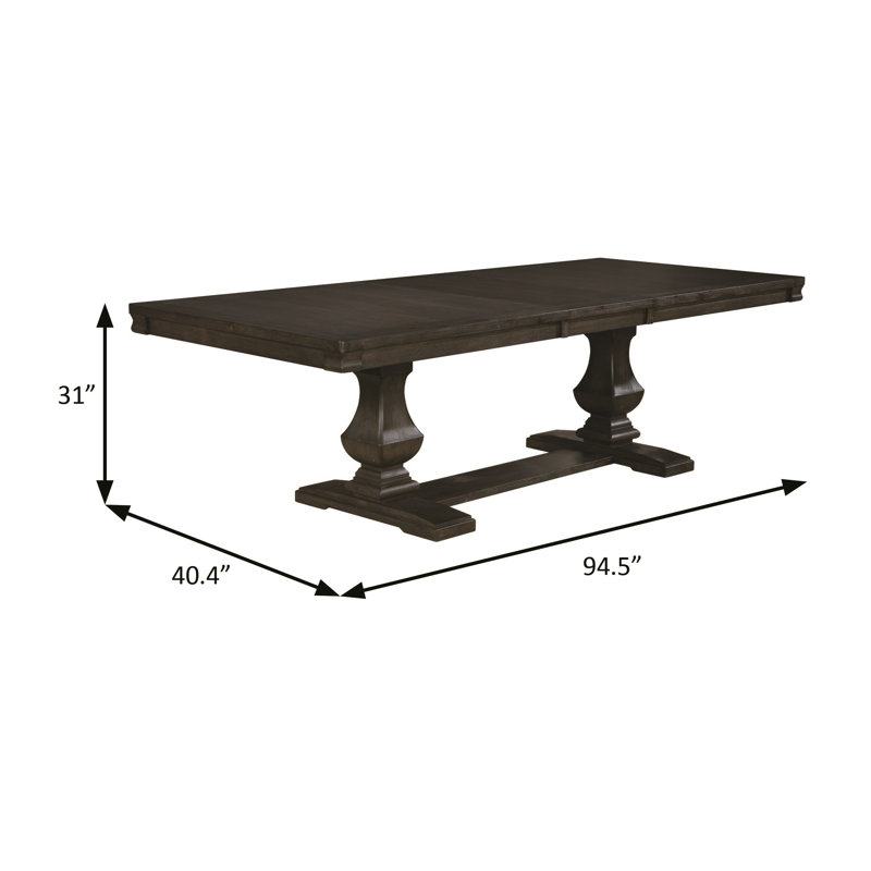 94.5" W Transitional Dining Table, Espresso/Warm Gray