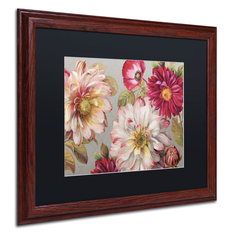 Lisa Audit Floral Geometric Print on Canvas with Black Wood Frame