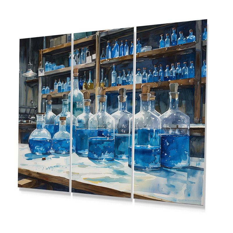 Laboratoire chimique, ensemble d'art mural, Métal métal, H 40 po x l 60 po x P 1 po