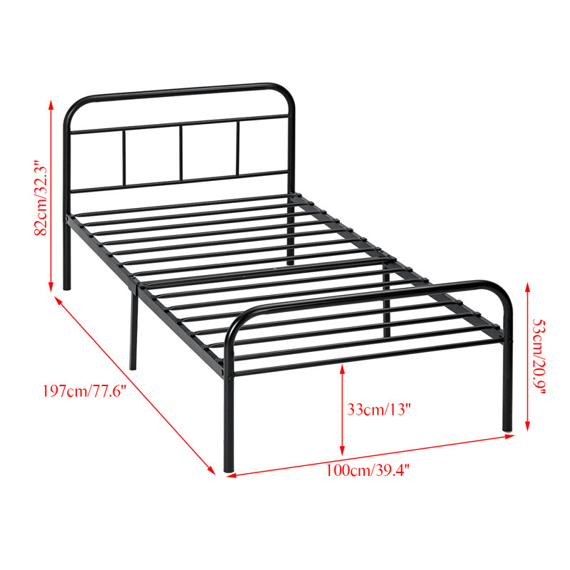 Twin Bed Frame with Headboard Single Bed Frames No Box Spring Needed