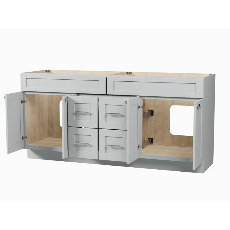Meuble-lavabo double 72 po avec base de tiroir Disar, Gris