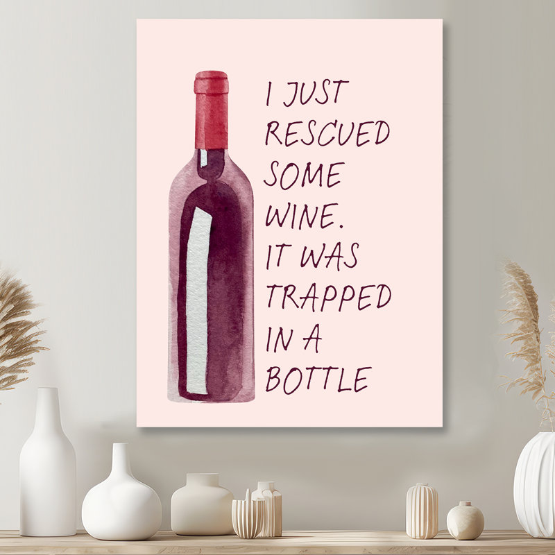 «I Just Rescued Some Wine» - Art mural de salon, cocktails, Métal métal, H 44 po x l 34 po x P 1,5 po