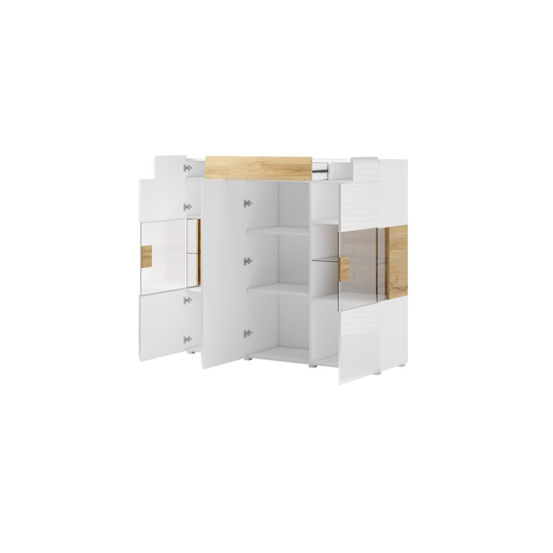 Febin 147cm Sideboard, White Glossy/San Remo Oak