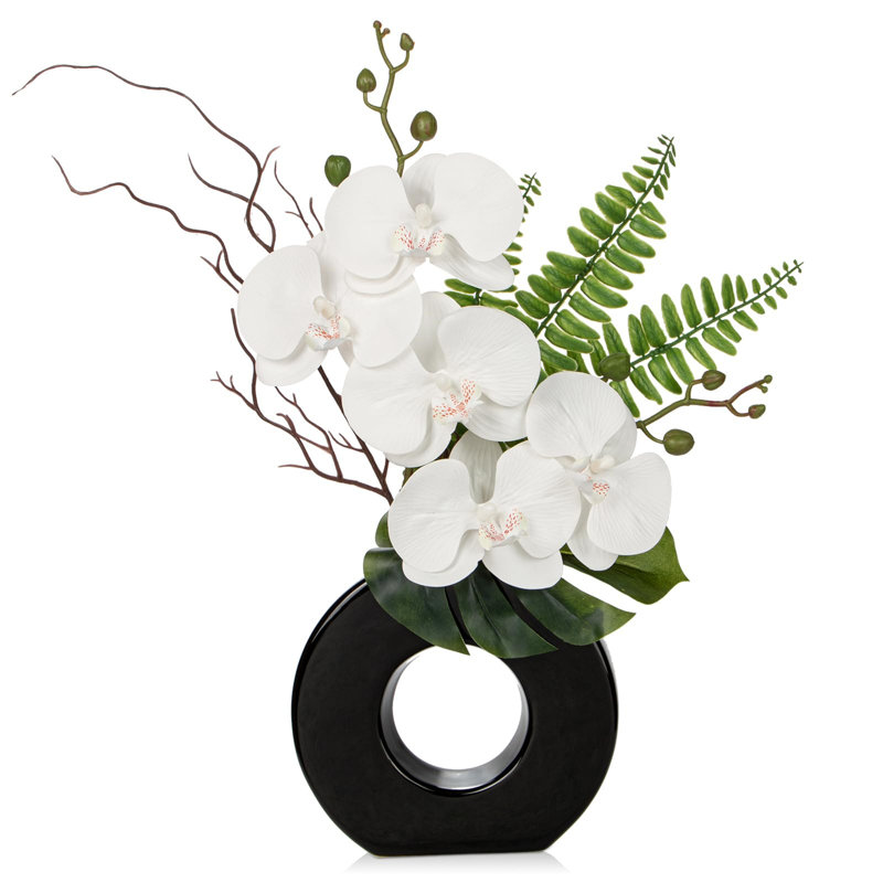 Arrangement in Vase, White, Black