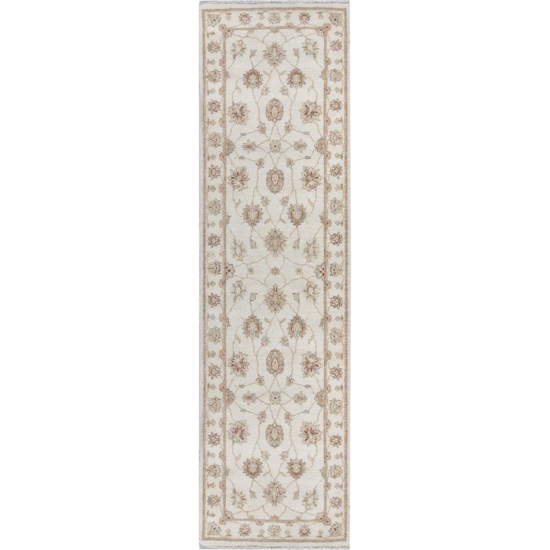 Hand-Knotted High-Quality Beige and Ivory Runner