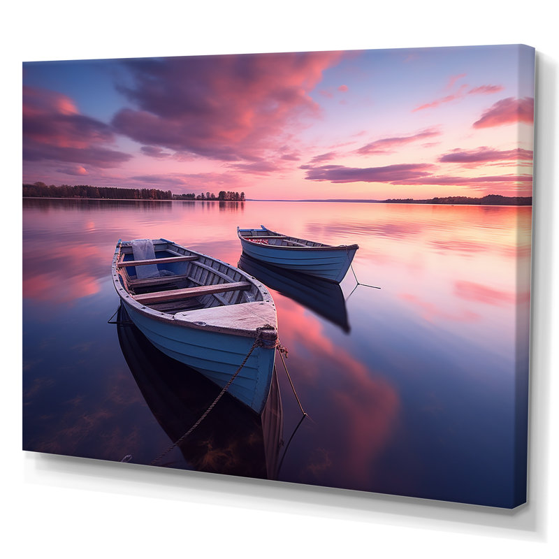 «White Longbatries», «Blue Blue Sunset Reflection», reproduction d'art sur toile, H 30 po x l 40 po, Toile tendue