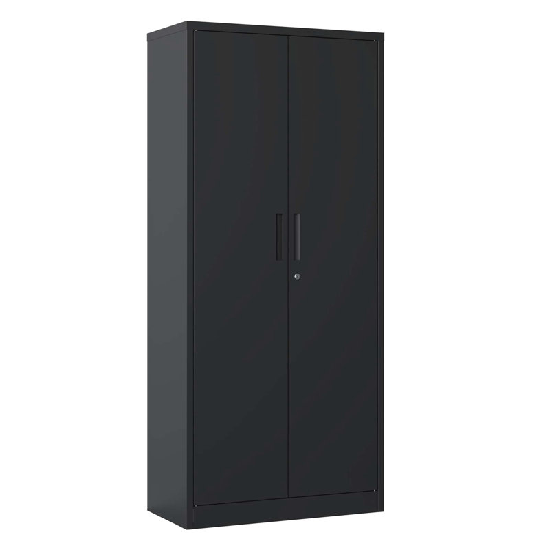 Armoire de rangement en métal 71 po, armoire verrouillable en acier noir, Black