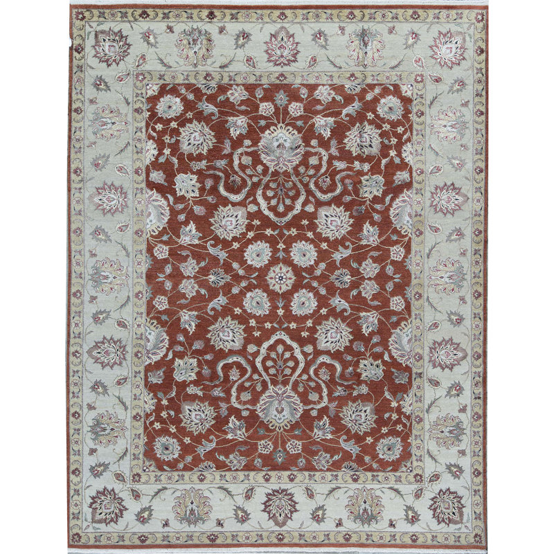 Tapis rouille et ivoire de haute qualité noué à la main