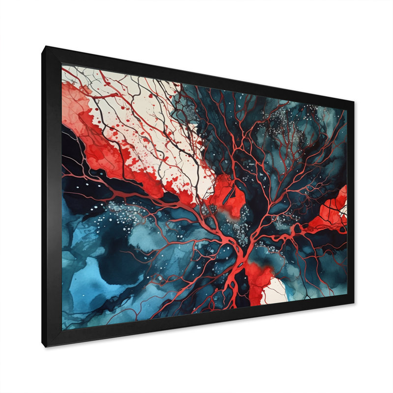 Encre liquide Bodenhamer Blue Red Captivating III, Cadre photo noir, H 12 po x l 20 po x P 1 po