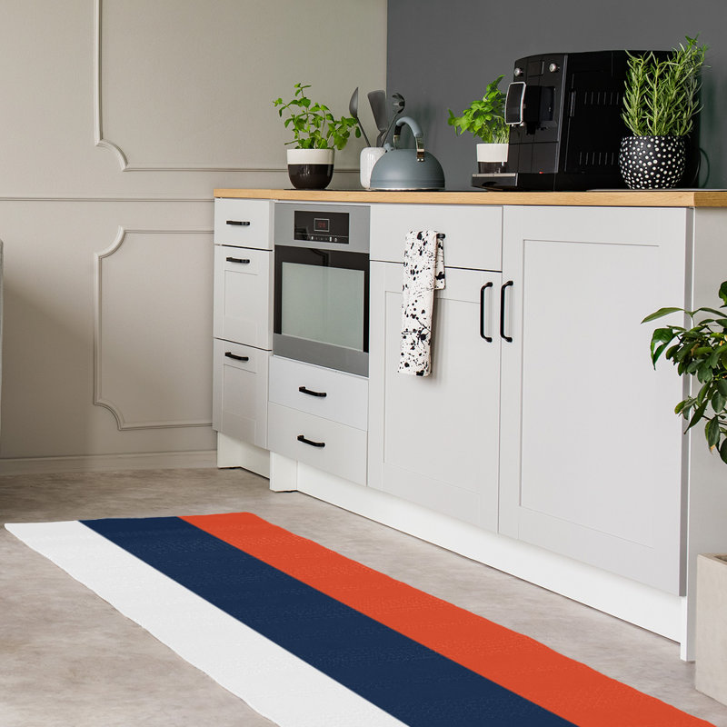 Tapis orange/bleu, Tapis de couloir 2 pi 6 po x 8 pi
