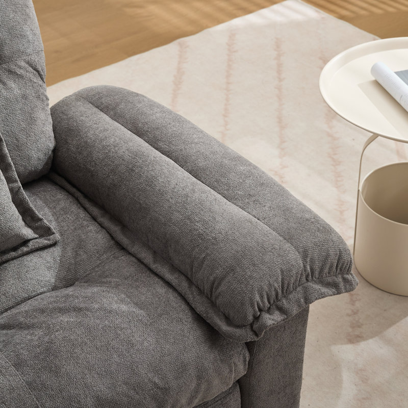  360° Swivel Chenille Accent Chair Upholstered Single Sofa With Throw Pillow, Gray