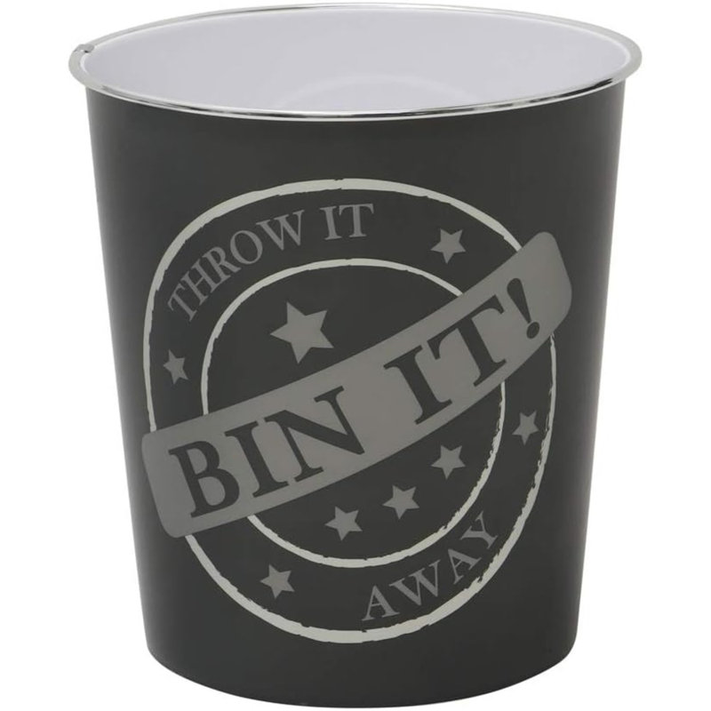 Canan Small Bin It Plastic Waste Bin Dark Grey 2.5L Round Waste Basket Trash Can Lightweight