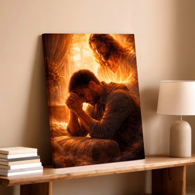 «Jesus», confession chrétienne réconfortante, homme priant, reproduction d'art sur toile, œuvre d'art pour le bureau à domicile, salon, couloir, décoration murale, décoration murale, décoration murale contemporaine