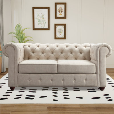 Causeuse rembourrée capitonnée, causeuse Chesterfield avec accoudoir à accoudoirs à défilement, canapé modulaire pour le bureau du salon