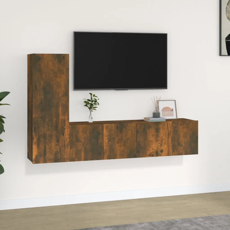 Kort Unfinished TV Stand for TVs up to 60", Smoked Oak