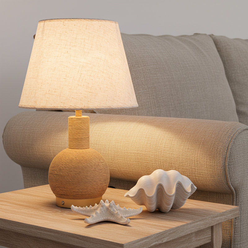 Lampe de table en rotin 19 po avec gradateur tactile USB à 3 voies Amber