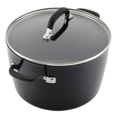 KitchenAid Hard Anodized Nonstick Saute Pan with Lid and Helper Handle, 5  Quart, Onyx Black