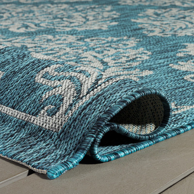 Courtyard Performance Damask Indoor/Outdoor Area Rug, Rectangle 6'7" x 9'6"