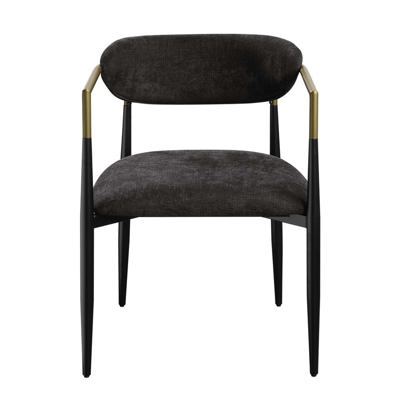 Chaise d'appoint en chenille noire et finition noire Jaramillo (ensemble de 2)