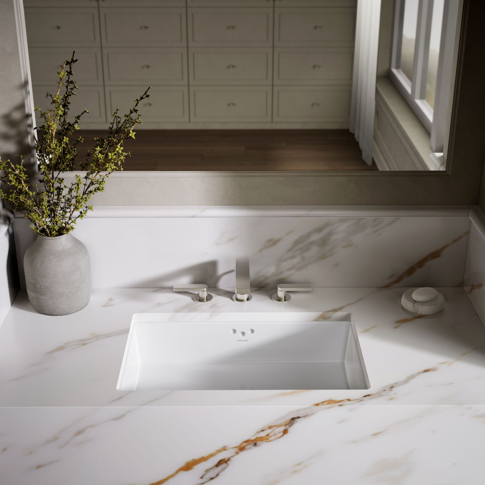 Kathryn Undermount Bathroom Sink, White