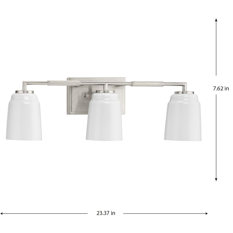 Three-Light Industrial Vanity Light, Brushed Nickel