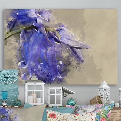 Aquarelle, fleurs mauves, reproduction d'art sur toile traditionnelle