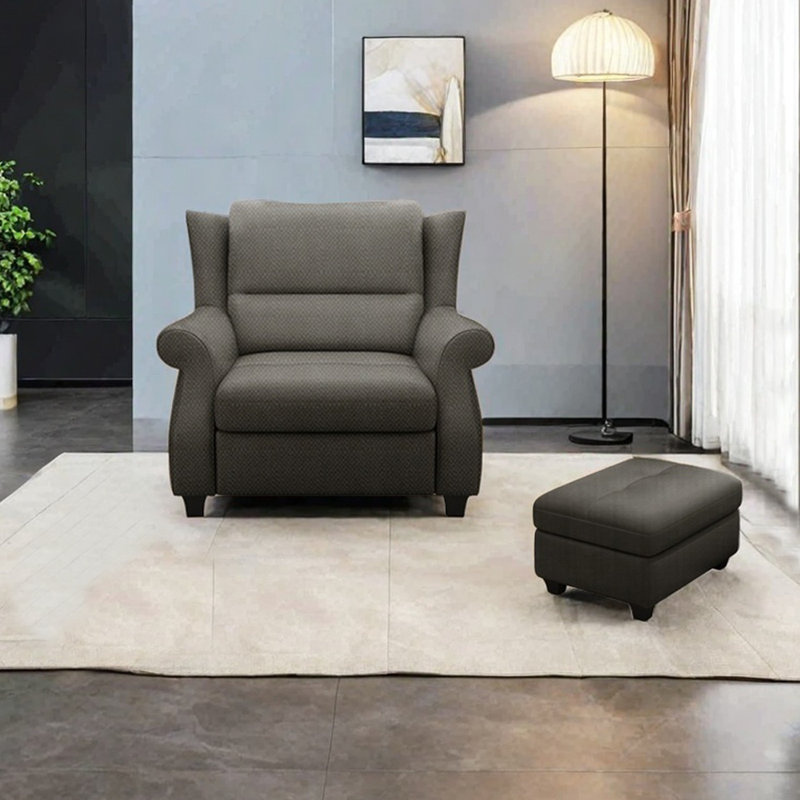 Ergonomically designed cotton and linen recliner, Dark Gray