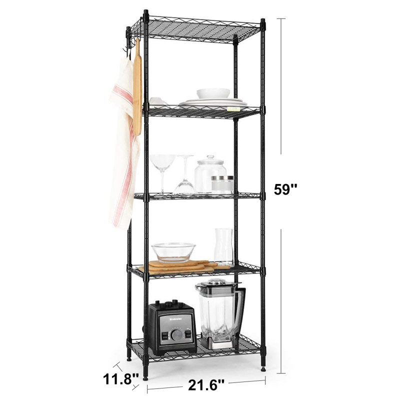 Jambi 21.6'' W Steel Shelving Unit, 59" H x 21.6" W x 11.8" D